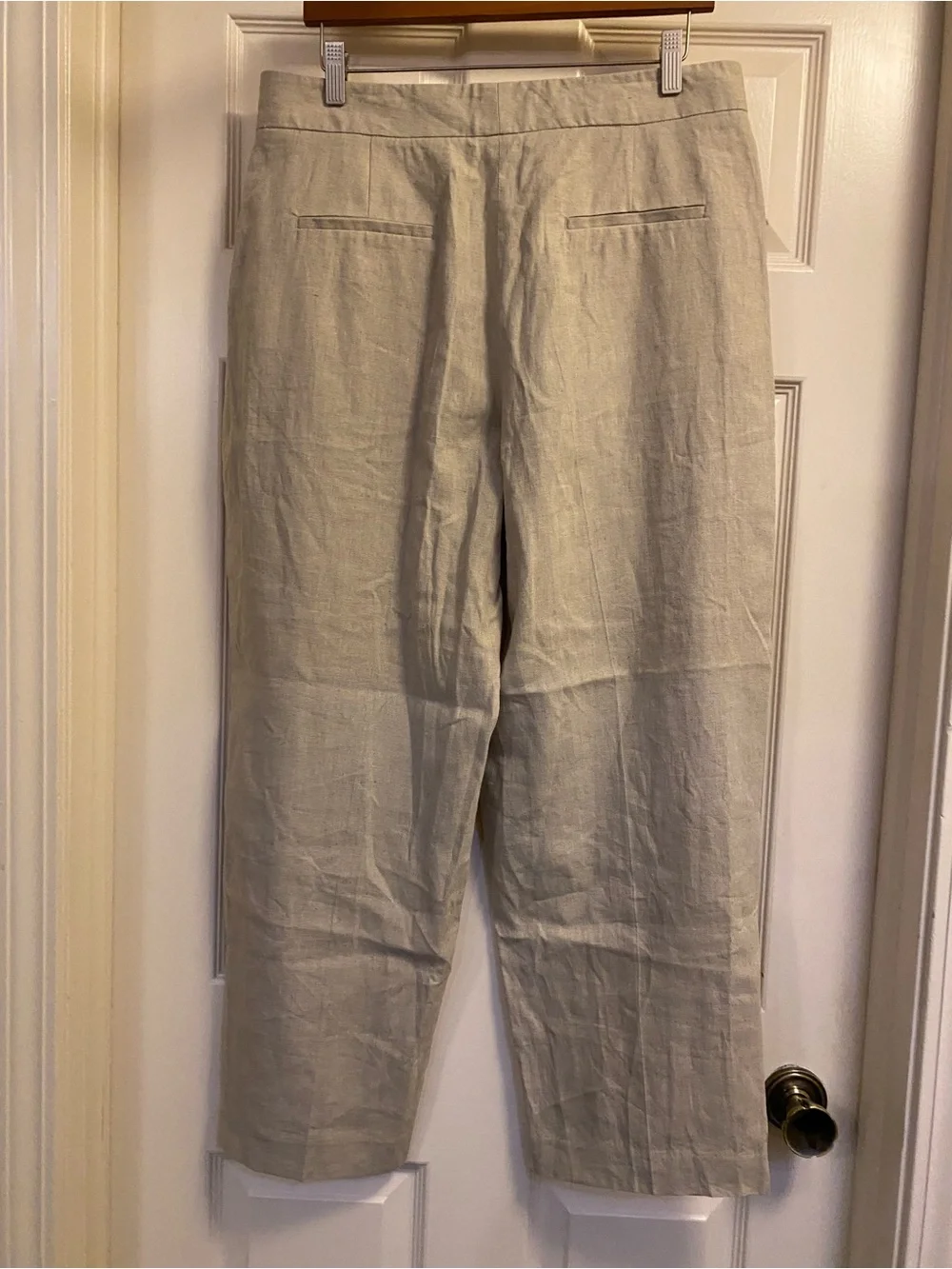Zara Neutral High-Waist Linen Pleated Wide-Leg Pants - Beige size Large